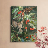 Sparrows in a Cherry Tree - Canvas
