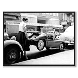 Woman lifting car