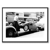 Woman lifting car