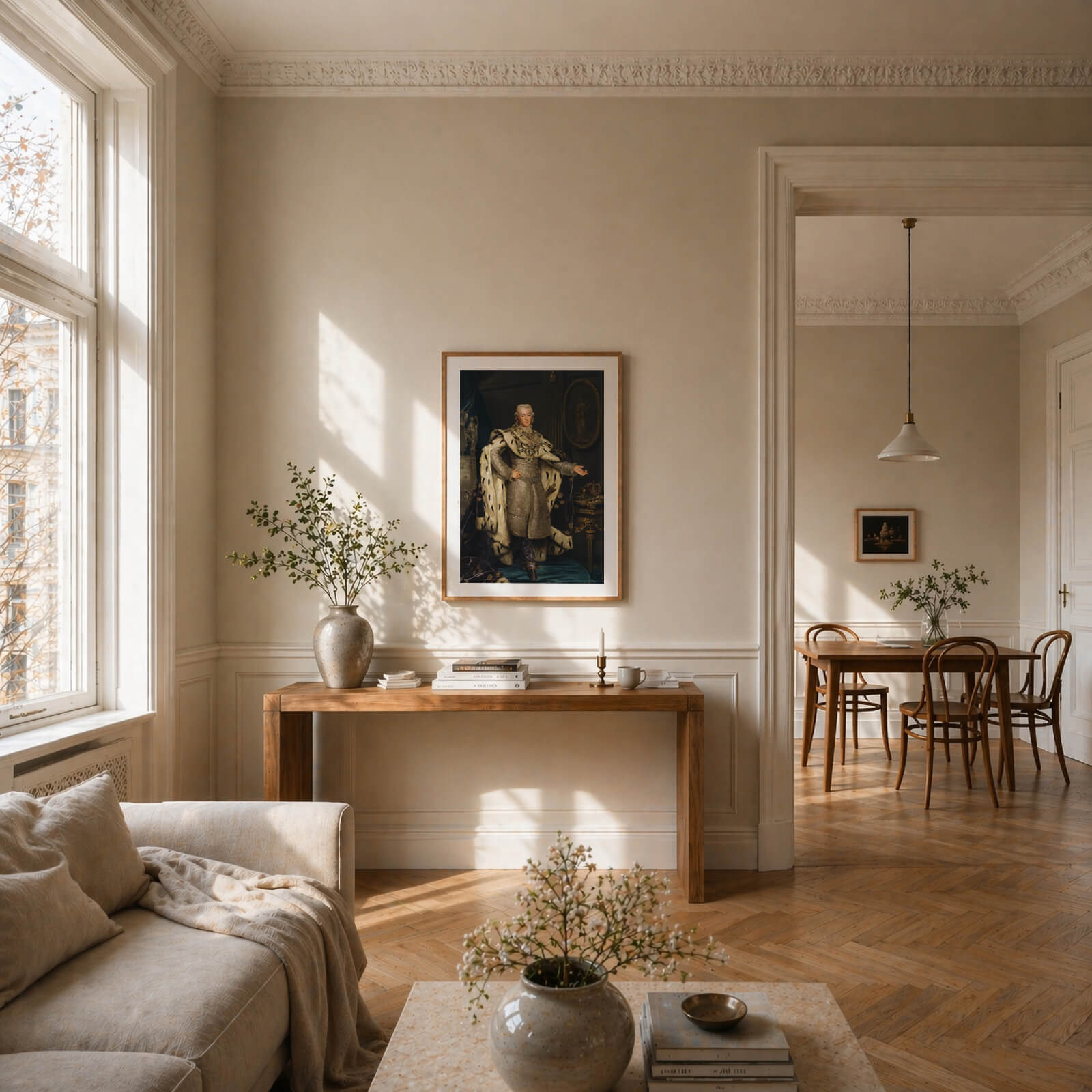 Gustav III as wall art in an inspiring interior setting
