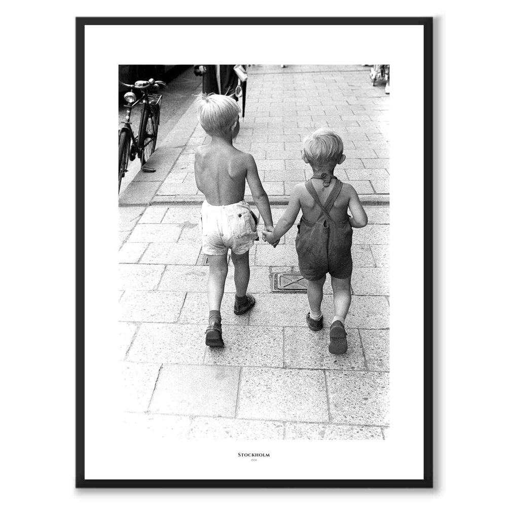 Stockholm 1950 som historiskt fotografi och poster från Historly – med vit kant och titel