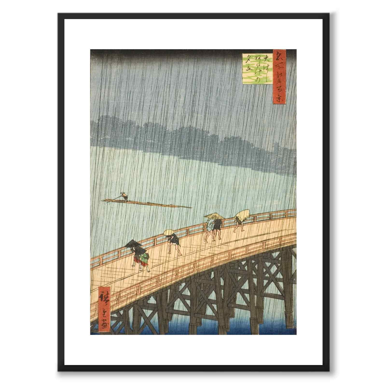 Sudden Shower av Utagawa Hiroshige som japansk poster – med vit kant