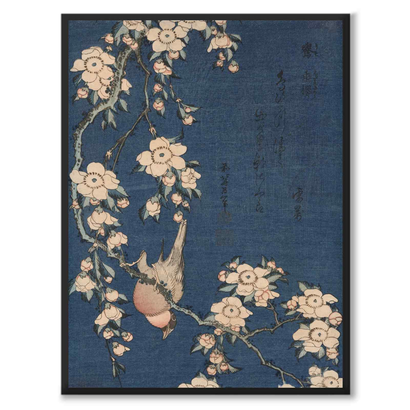 Bullfinch and Weeping Cherry som japansk poster - helbild