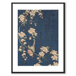 Bullfinch and Weeping Cherry som japansk poster - vit kant