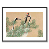 Cranes som japansk poster - vit kant