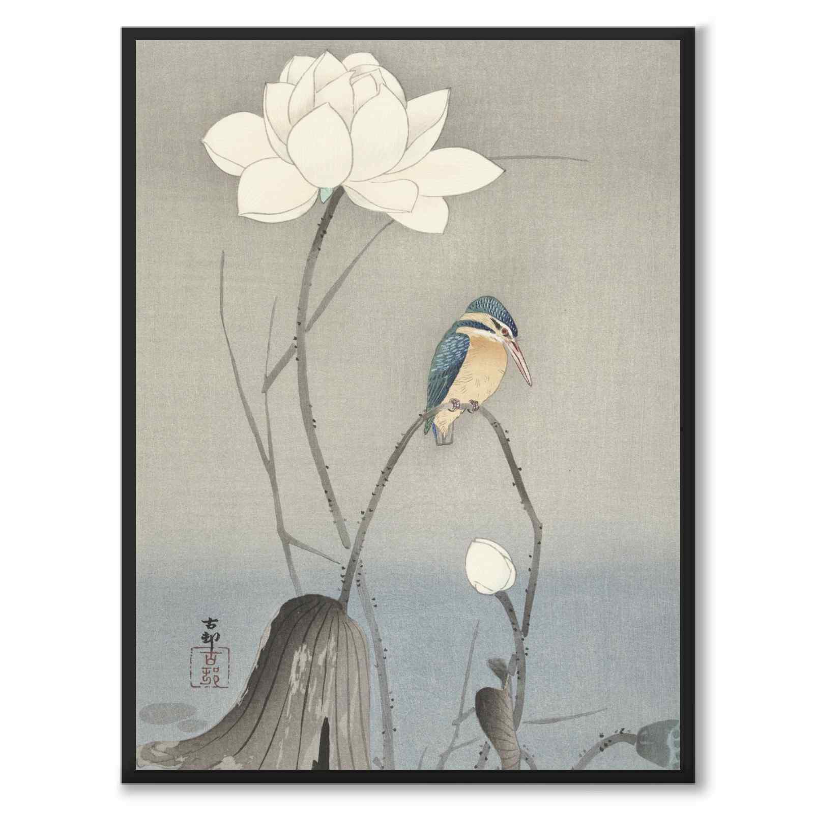 Kingfisher som japansk poster - helbild