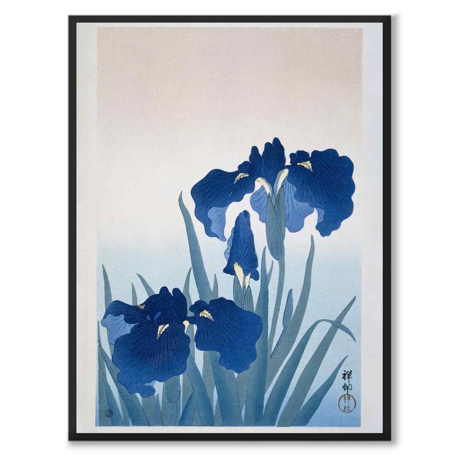 Irises som japansk poster - helbild