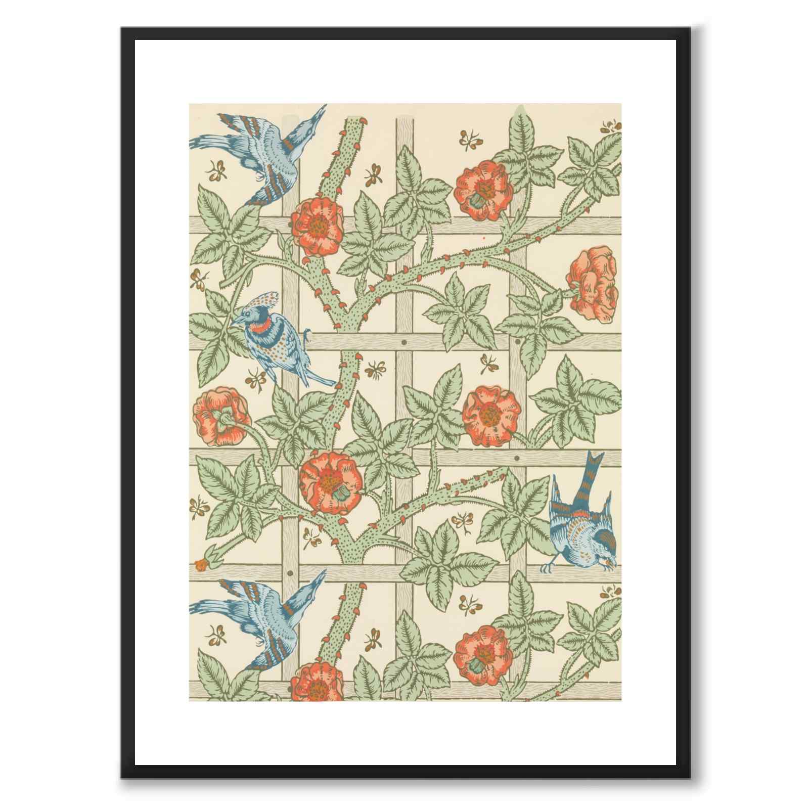 Trellis av William Morris som poster – vit kant