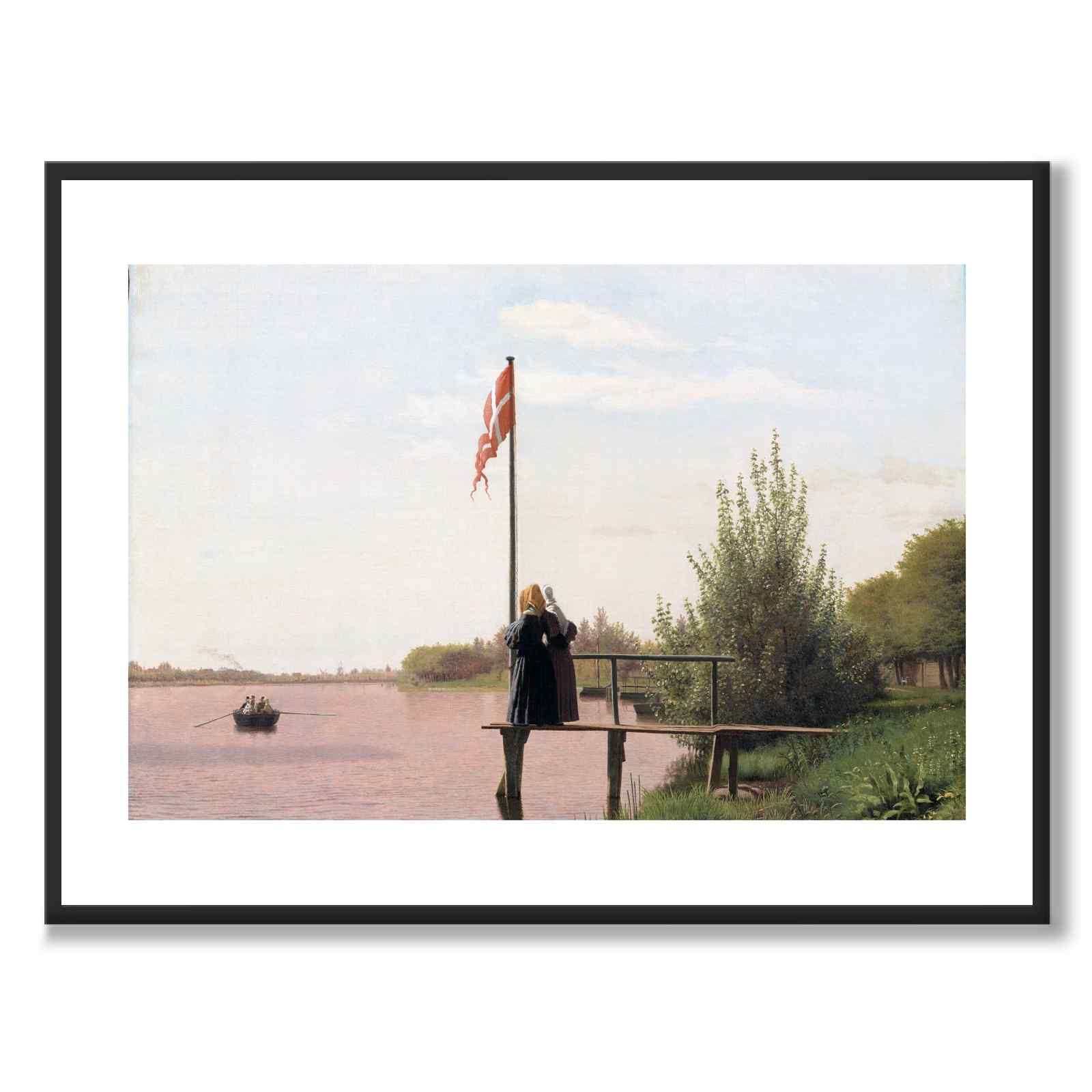 View from Dosseringen by Sortedam Lake toward Nørrebro by Christen Købke as a poster – white border