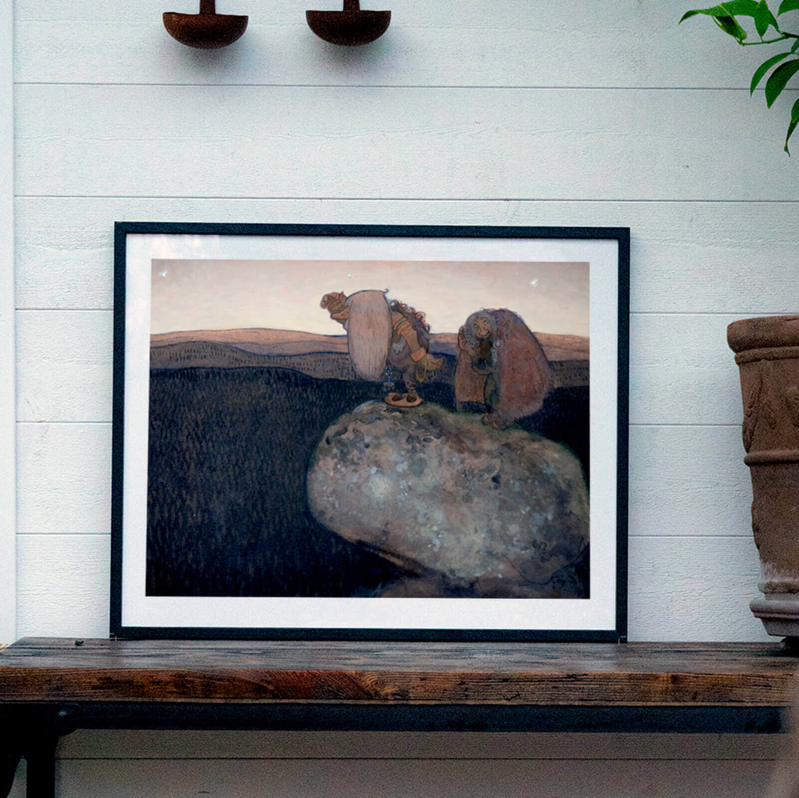 The Trolls in Domberget by John Bauer as wall art in an inspiring interior setting