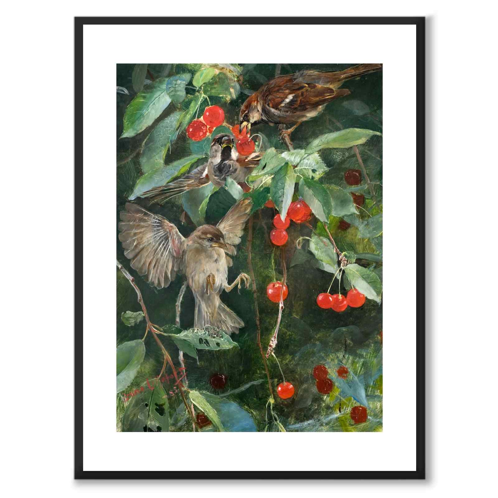 Sparrows in a Cherry Tree - Plakat 