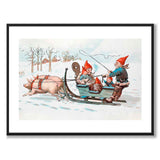 Julenisser med griseslede, Jenny Nyström - Plakat 