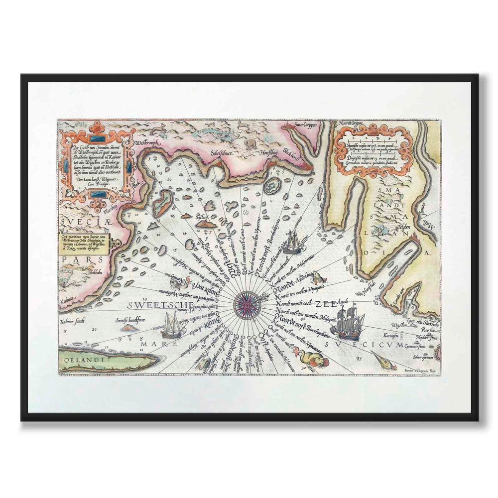 Swedish East Coast 1580 som historisk karta och poster från Historly – helbild utan vit kant