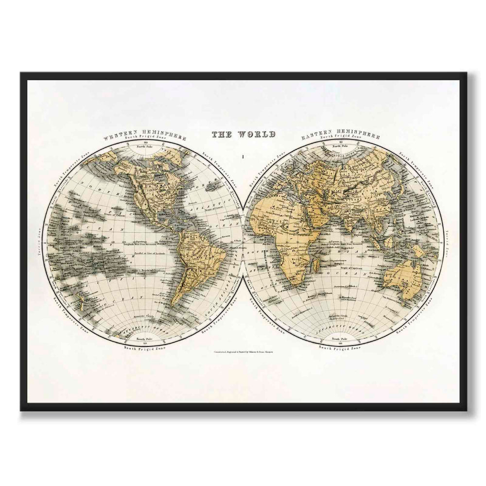 The World 1859 som historisk karta och poster från Historly – helbild utan vit kant