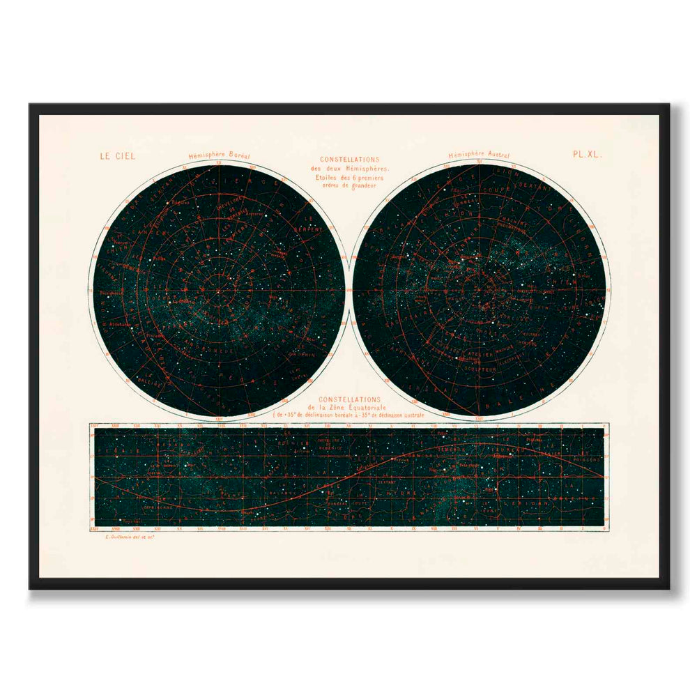 Celestial Chart 1877 som historisk karta och poster från Historly – helbild utan vit kant